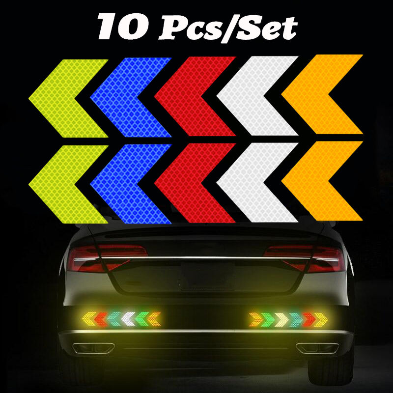 Thumbnail: 10 Pcs/Set Car Reflective Sticker Arrow Sign Tape Warning Safety Stickers Car Bu