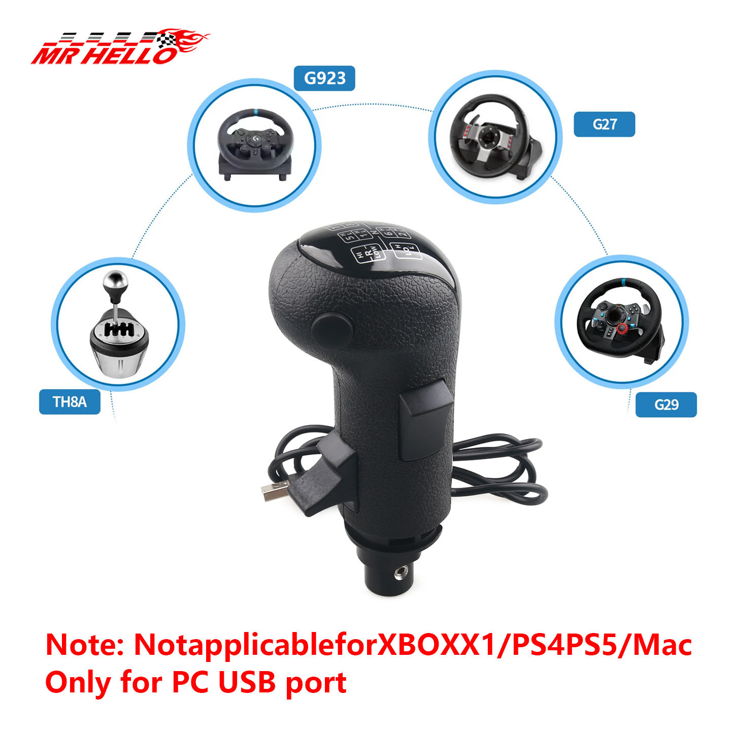 Simulator Game USB Gearshift Knob for Logitech G923 G29 G27 G25 TH8A for ETS2&AT