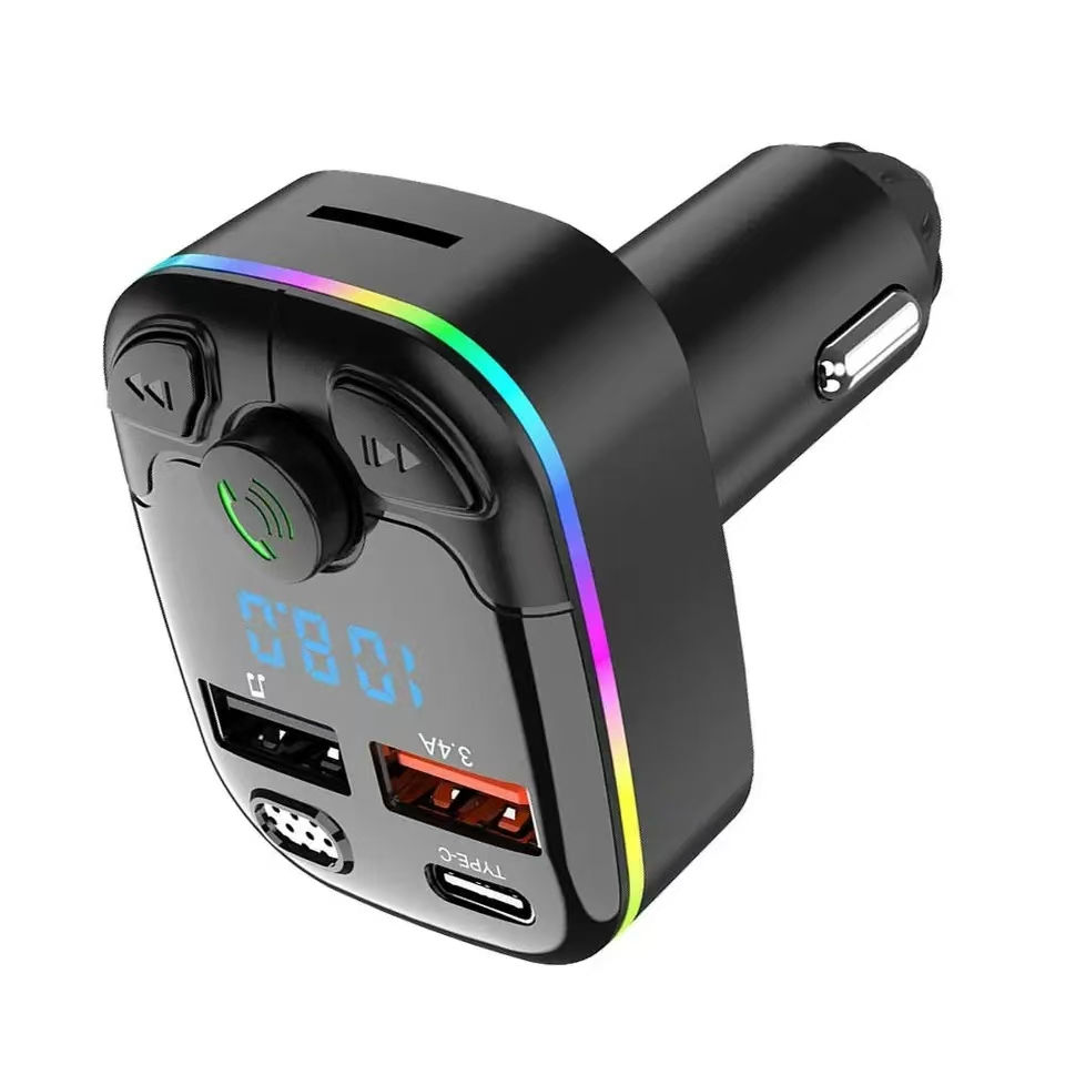 Thumbnail: Car Charger FM Transmitter Bluetooth 5.0 PD Type-C Dual USB Ambient Player Hands