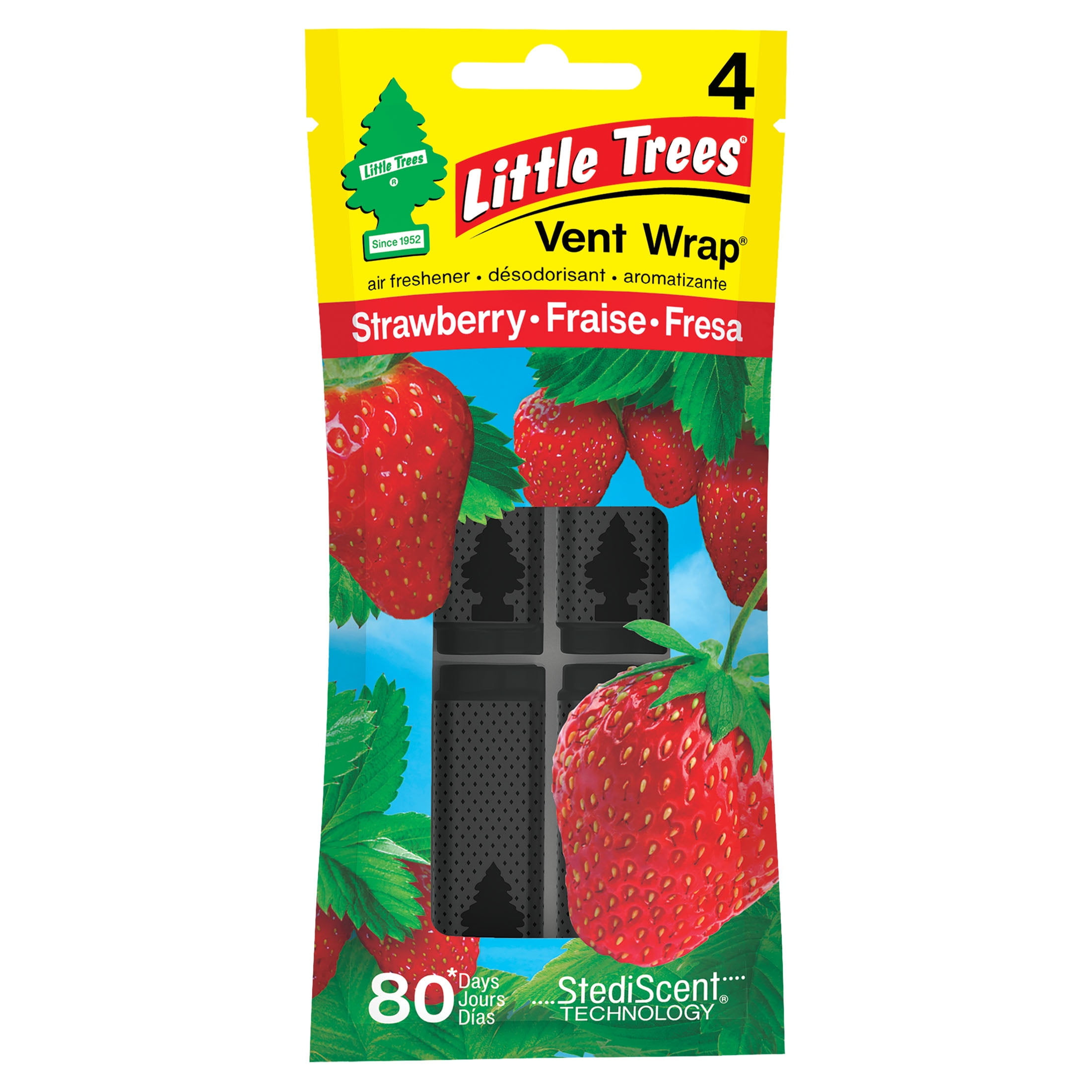Little Trees Auto Air Freshener, Vent Wrap, Strawberry 4-Pack