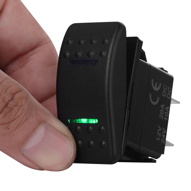 Thumbnail: Green Led (ON)-OFF-(ON) (ON) OFF ON ON OFF ON Rocker Switch 12V 20A DPDT SPST Il