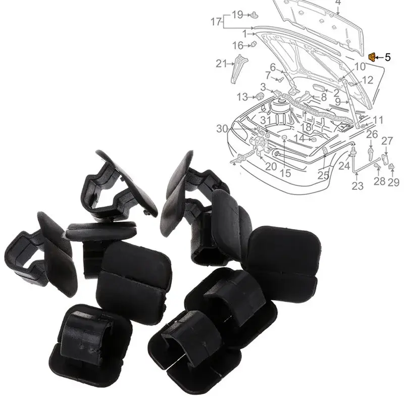Thumbnail: 10pcs Car Hood Bonnet Insulation Clips Rivet Retainer 1H5863849A01C for VW Polo
