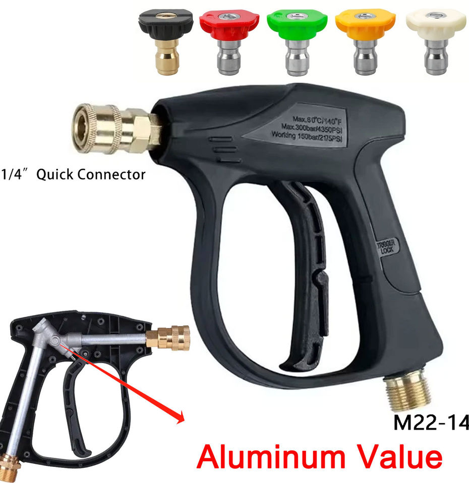 Pressure Washer Gun Car Washing Gun With 5pcs Soap Spray Nozzles 14mm M22 Socket