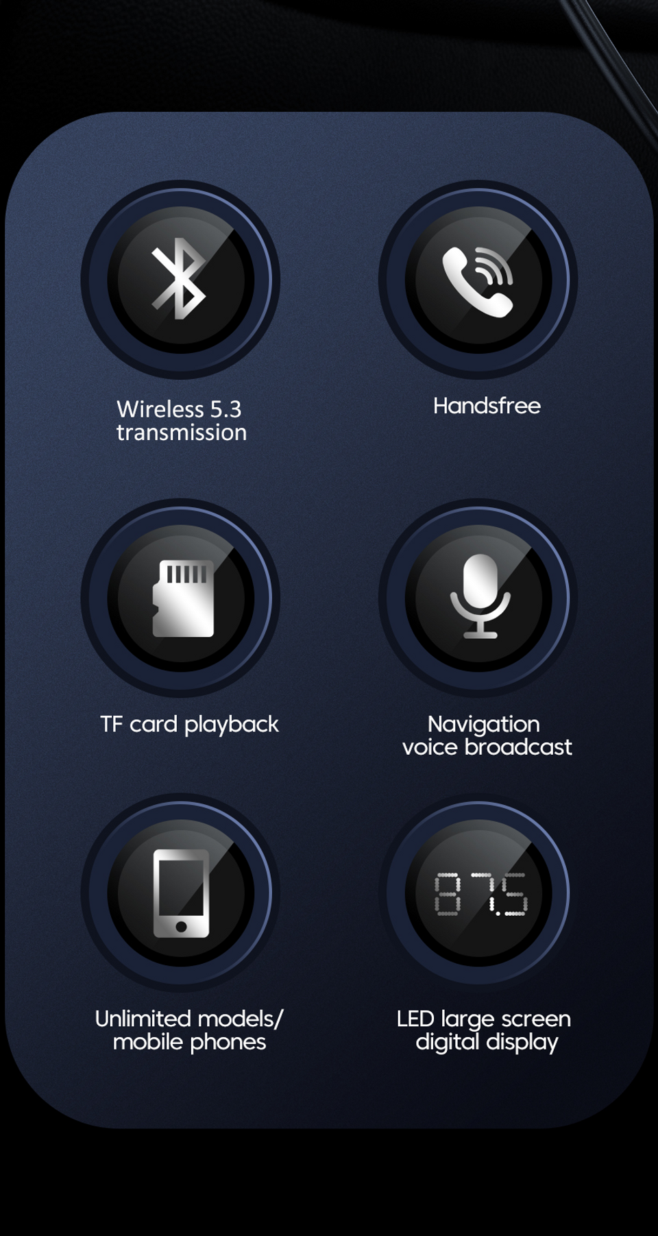 Thumbnail: Mode FM Car Receiver AUX Car Bluetooth 5.3 Receiver Car Bluetooth Audio Receiver