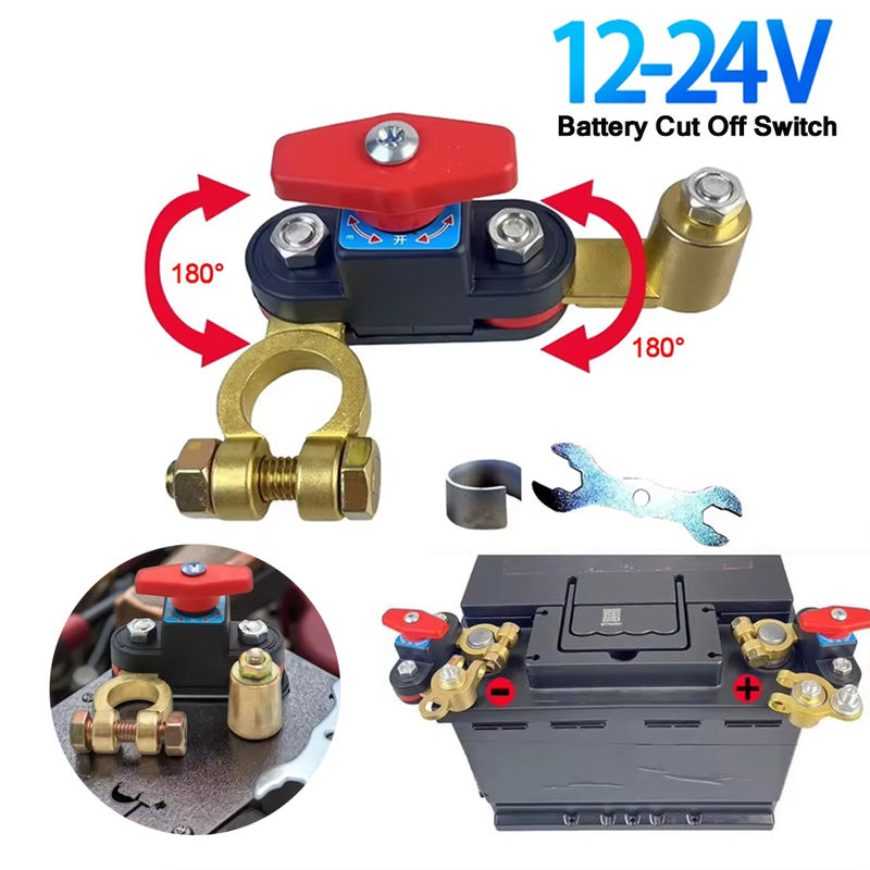 Dual Head Adjustable Battery Cut Off Switch 12V/24V Disconnect Automatic Circui