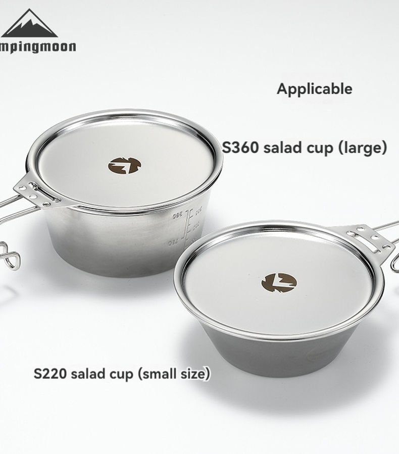 CAMPINGMOON Camping Salad Bowl Lid, Dipping Dish, Heatable 304 Stainless Steel C