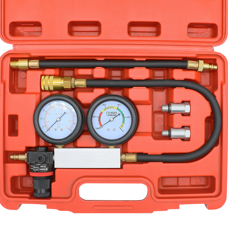 Thumbnail: TU-21 Cylinder Leak Tester Compression Leakage Detector Set Double Gauge Petrol