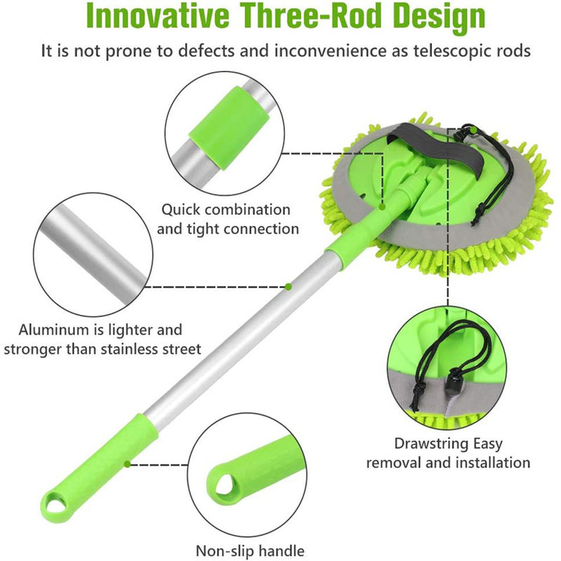 Thumbnail: Microfiber Car Wash Brush Mop Mitt with 45" Aluminum Alloy Long Handle Car Clean