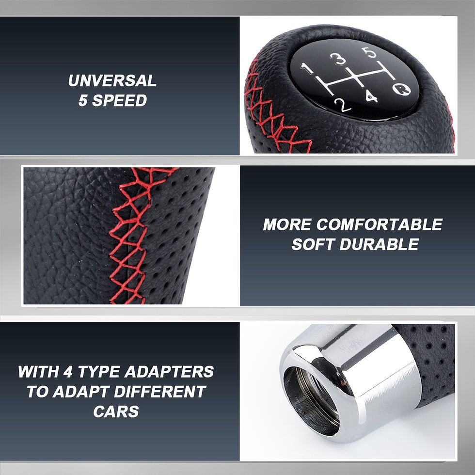 Thumbnail: Universal 5 Speed Gear Shift Knob Manual Leather Red Stitch M8 M10 M11 M12 Car G