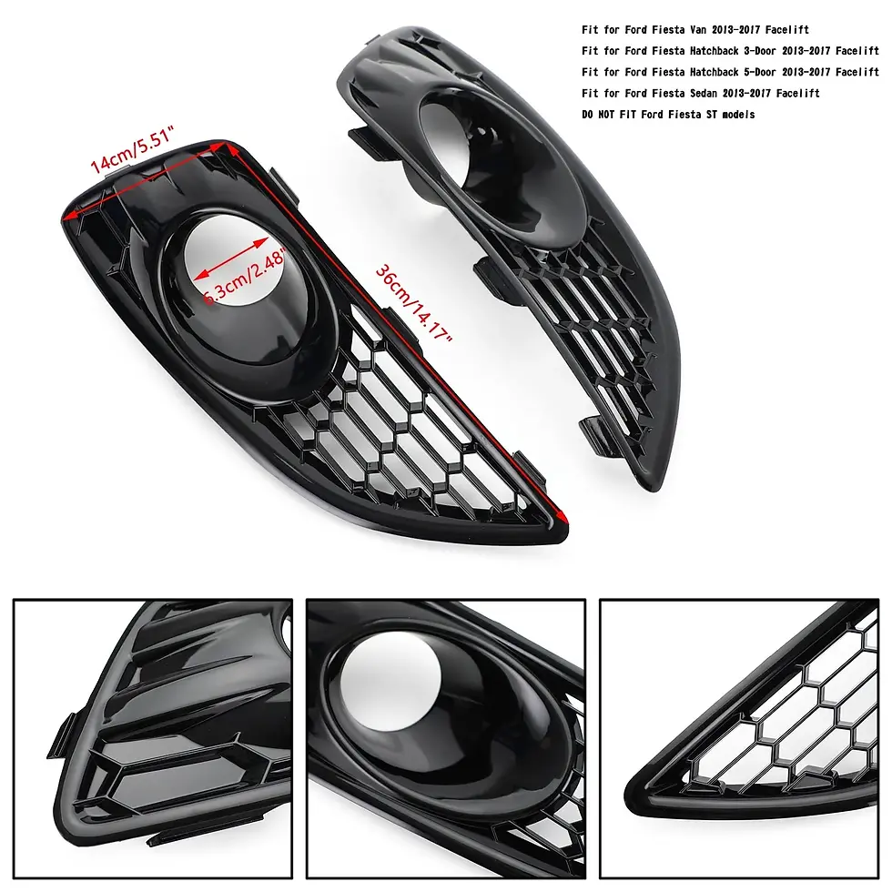 Thumbnail: Areyourshop 1 Pair Grille Gloss Black Front Fog Light Lamp Cover Fit For Ford Fi