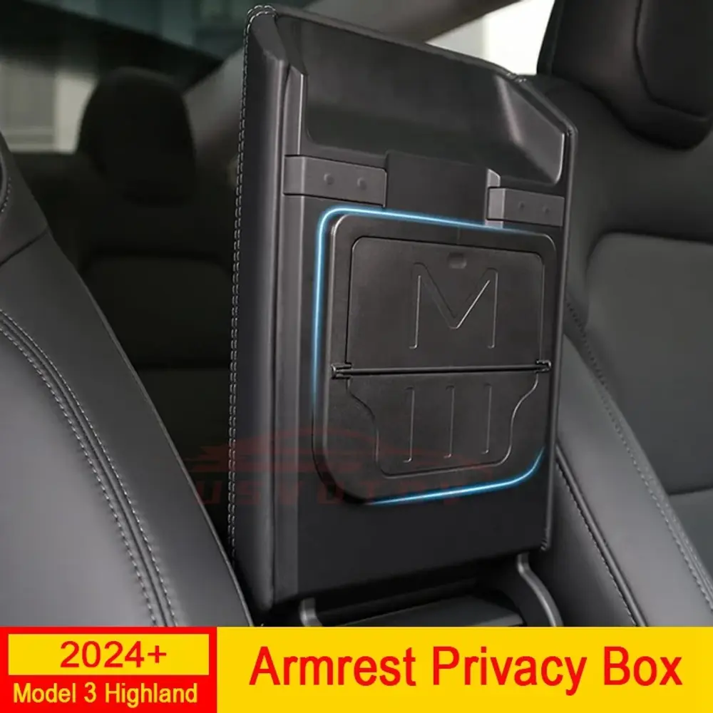 For Tesla Model 3+ Highland 2024 Armrest Hidden Storage Box Magnetic Center Cons