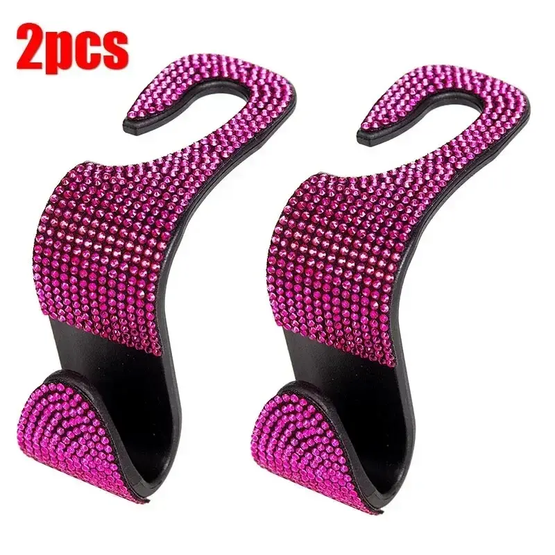 Thumbnail: 2PCs Car Seat Back Hooks Bling Diamond Hanger Backseat Auto Back Universal Headr