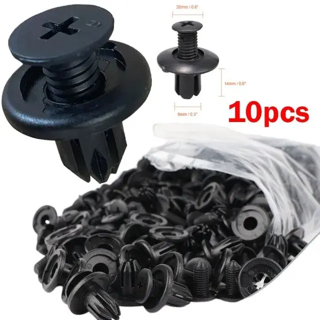 Thumbnail: 5/100pcs 8mm Plastic Rivets Fasteners Screw Car Bumper Fender Black Rivet Car Fa