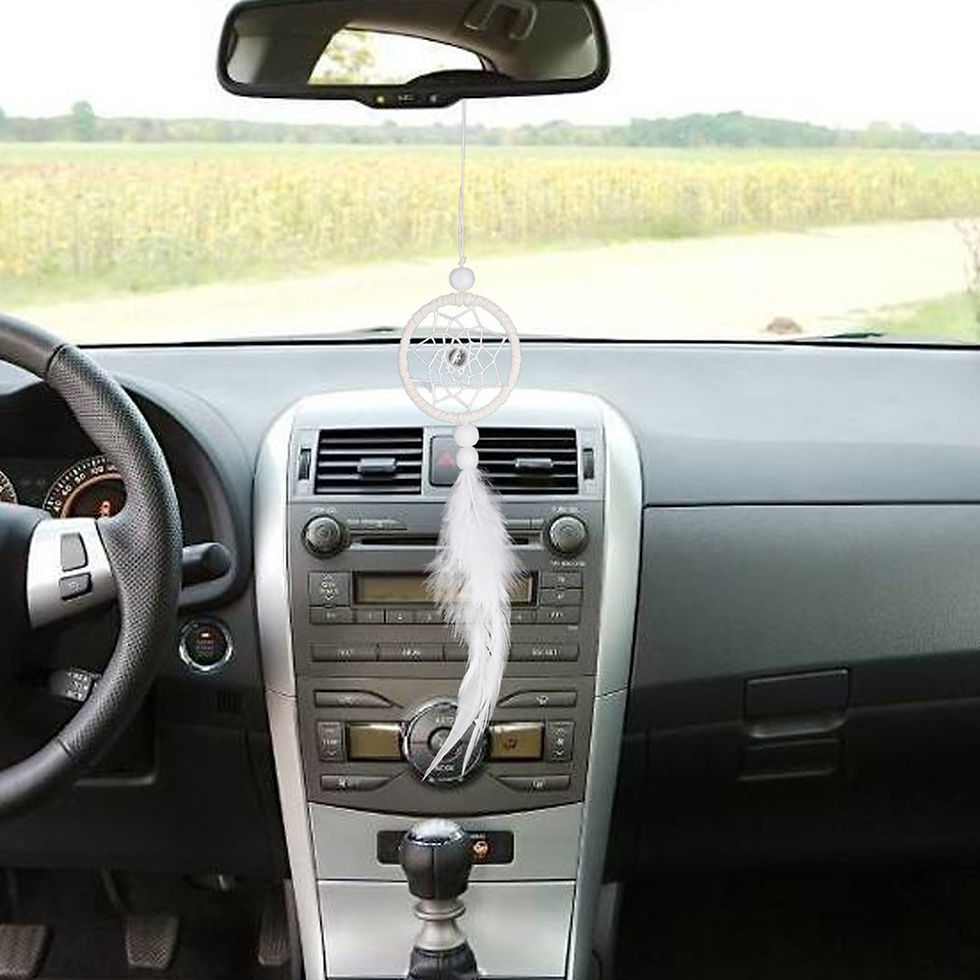 Thumbnail: Car Pedant Mini Feather Wind Chimes Pure White Dream Catcher Wall Hanging Decor