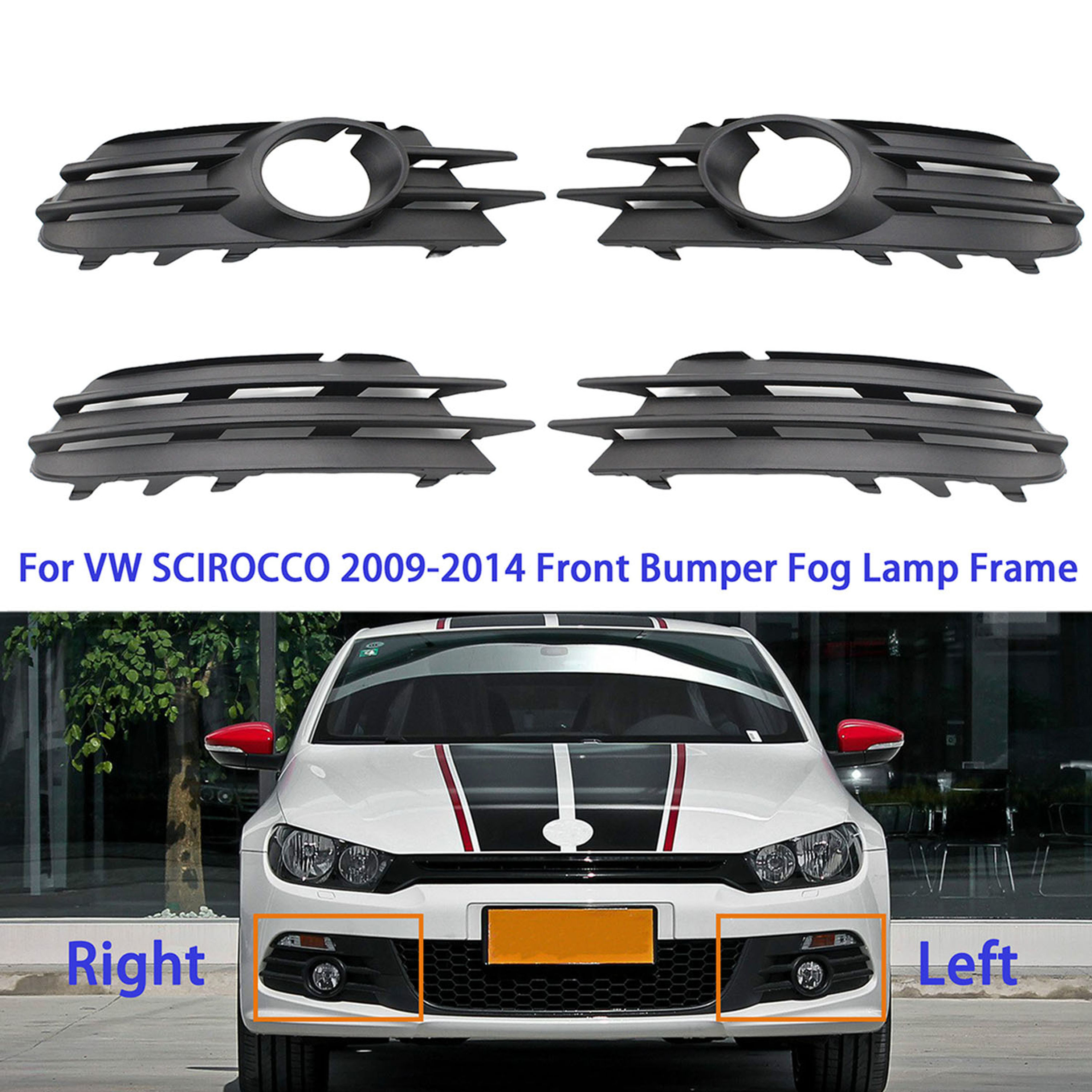 For VW Scirocco 2009 2010 2011 2012 2013 2014 Front Bumper Fog Light Lamp Grill
