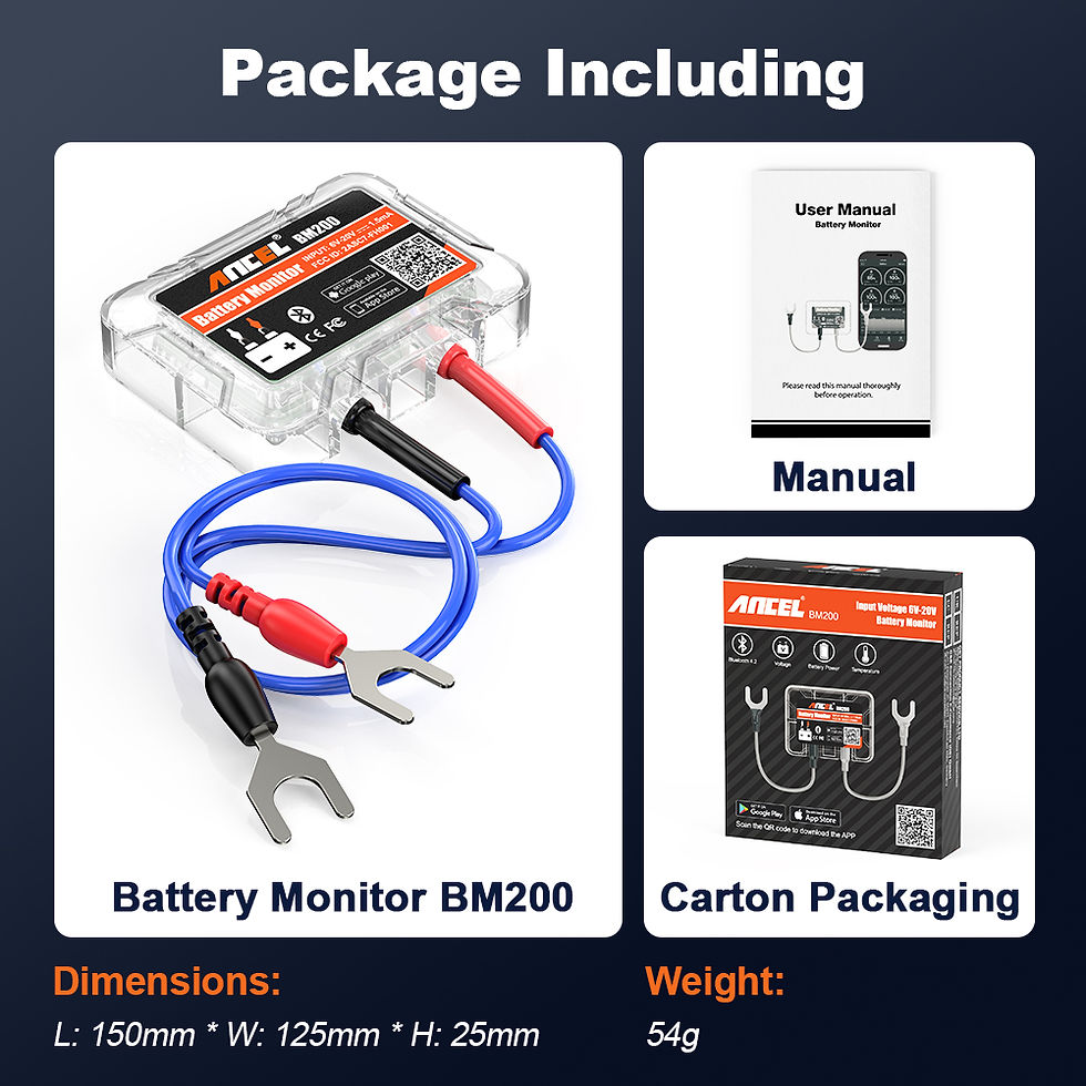 Thumbnail: ANCEL BM200 12V Car Battery Monitor 12V Battery Health Monitoring Wireless Bluet