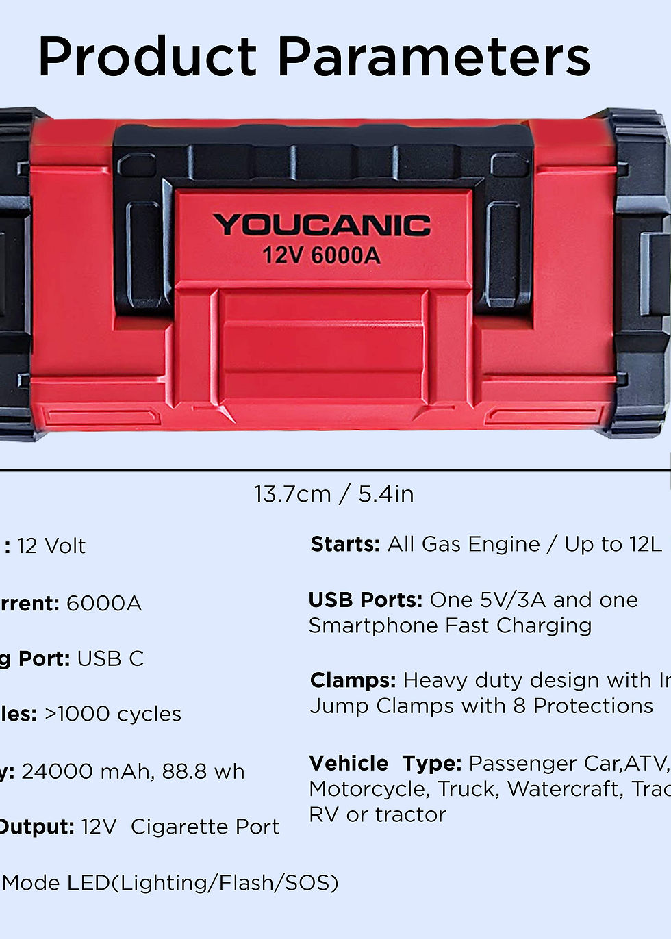 Thumbnail: YOUCANIC 6000A Max Jump Starter - Professional Grade Power