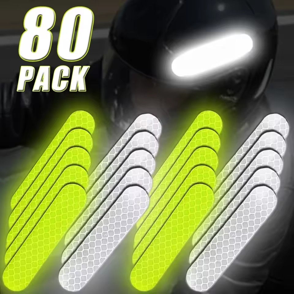 80-10PC Universal Safety Warning Reflective Stickers for Car Helmet Reflect All
