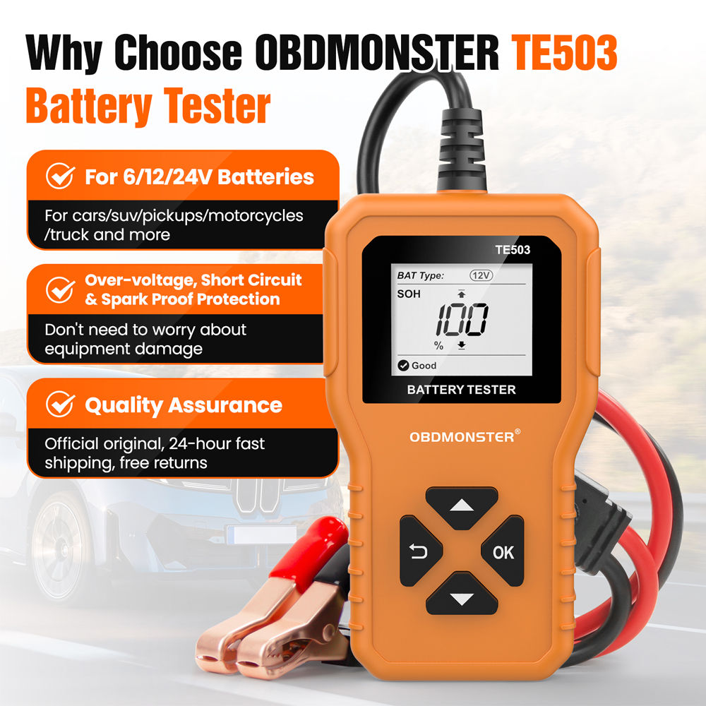 Car Battery Tester TE503/BR502 6V 12V 24V Battery System Detection Tool 100-2000