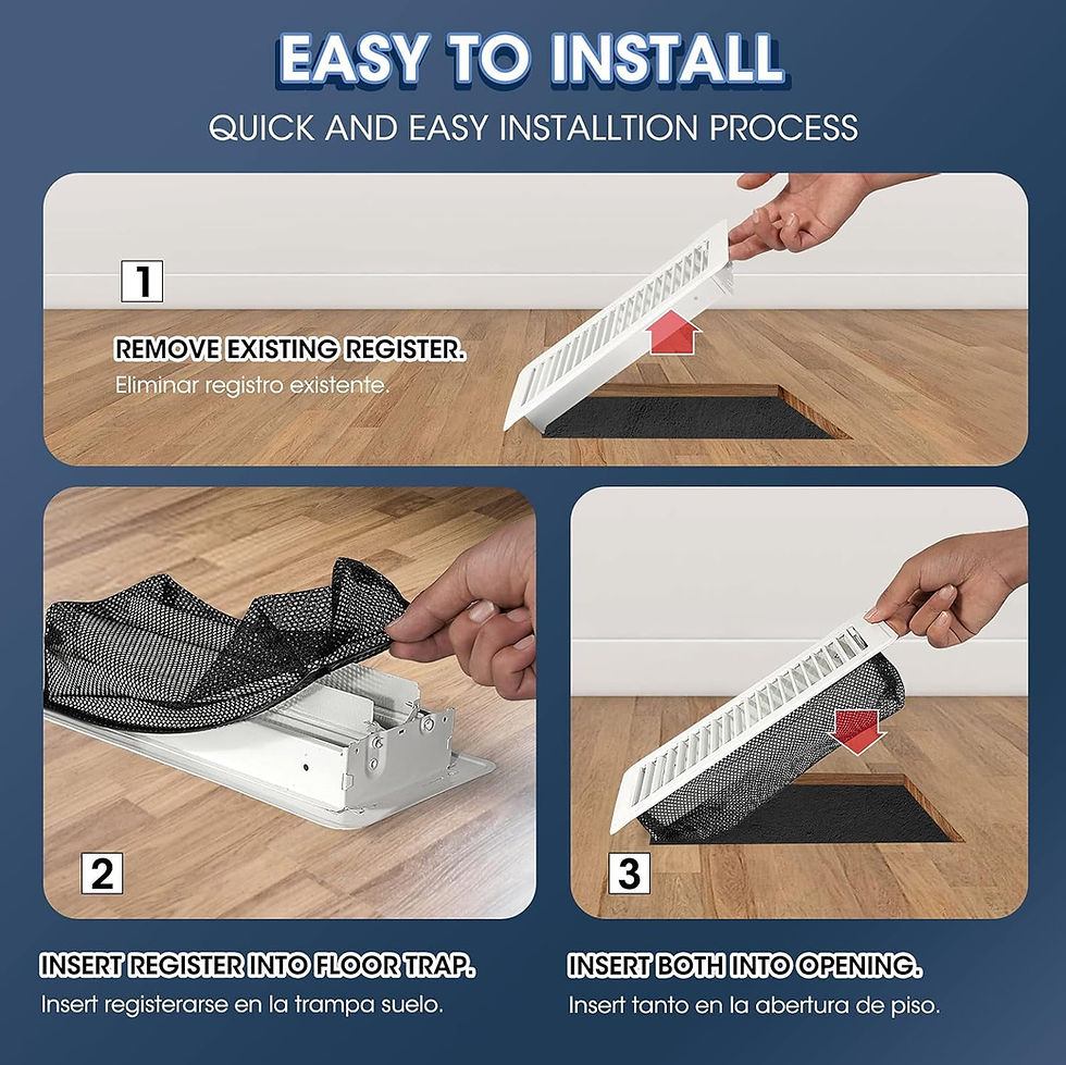 Thumbnail: Floor Register Trap/Cover -Plastic Screen for Home Air Vent Filters 4"x10" ..