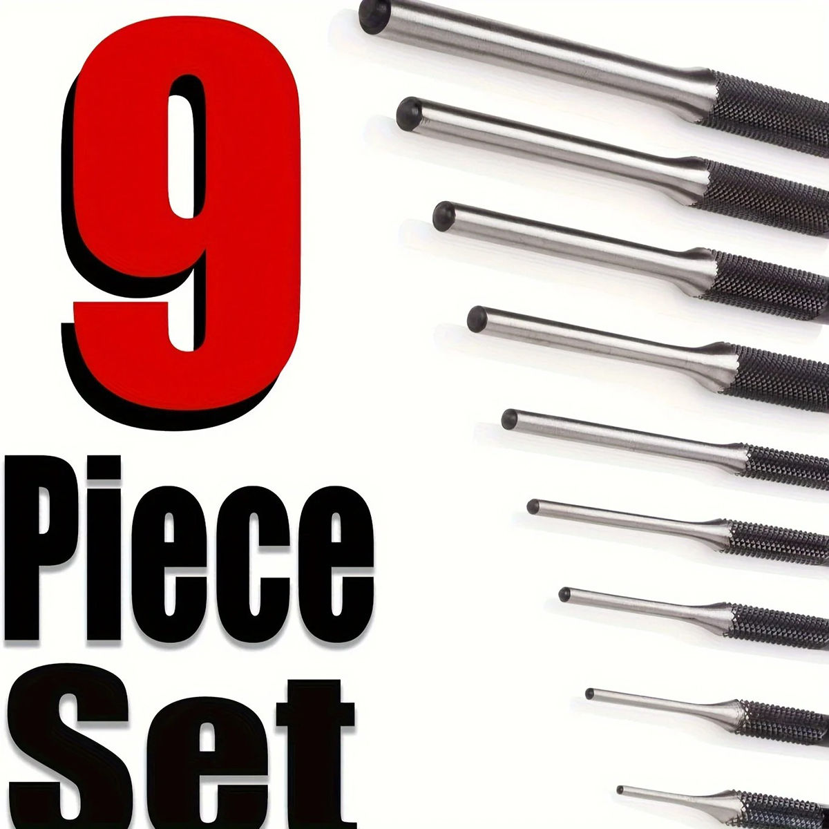 9PCS/Set Punch Removing Repair Tools Roll Pin Punch Set Multi-Size Steel with Be