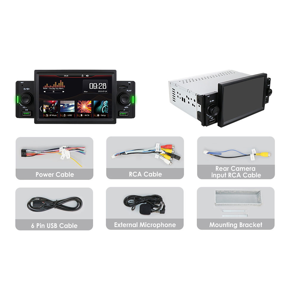 Thumbnail: Wireless Carplay Android Auto Single 1 Din Bluetooth DSP Car Radio Stereo H..