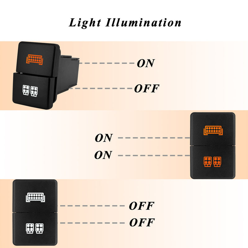 Thumbnail: Dual Push Switch Orange White Led Light 12V Car Button Switch for Toyota 4 Runne