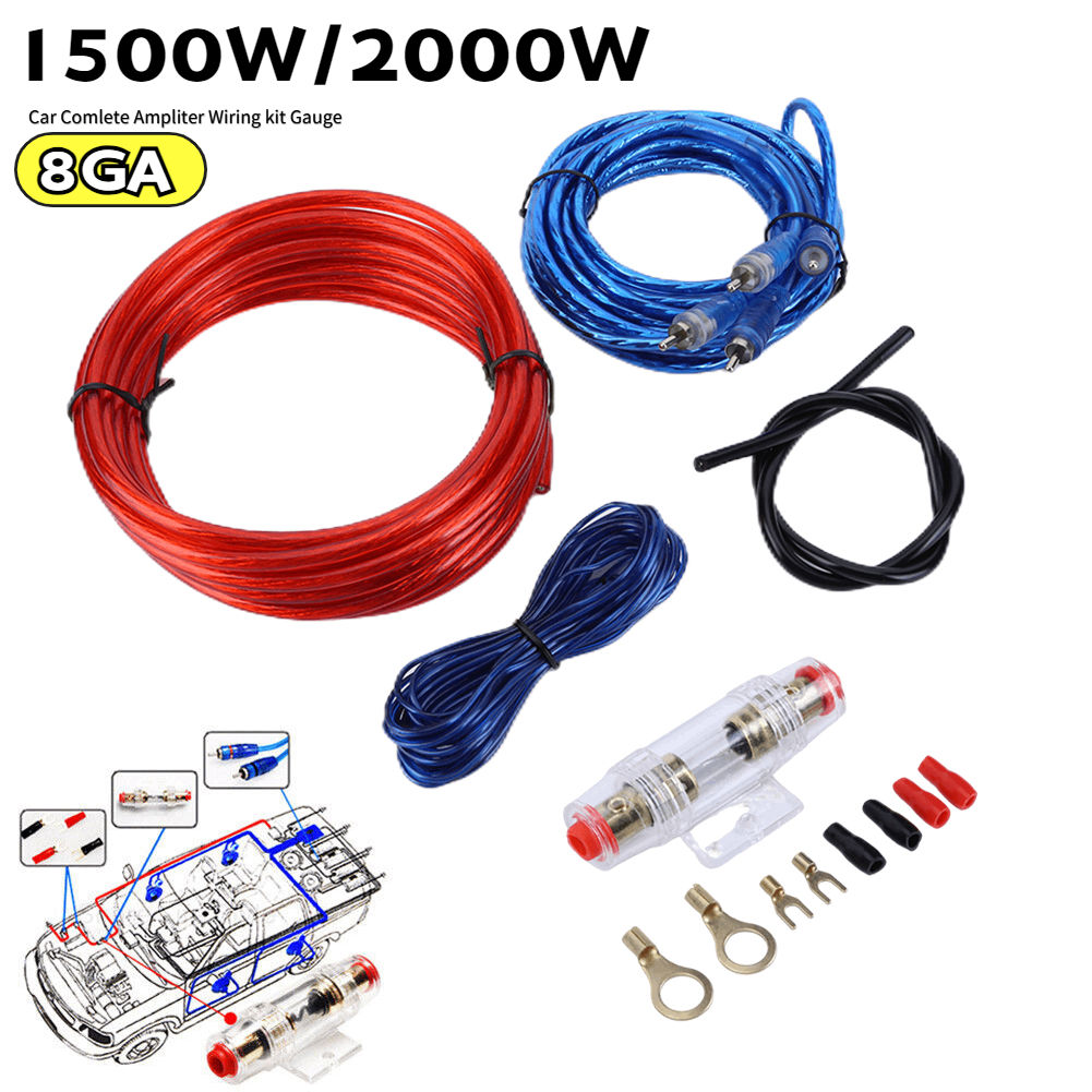 1500W Audio Speakers Wiring Kit 8GA Car Subwoofer Cable 18GA Subwoofer Speaker L