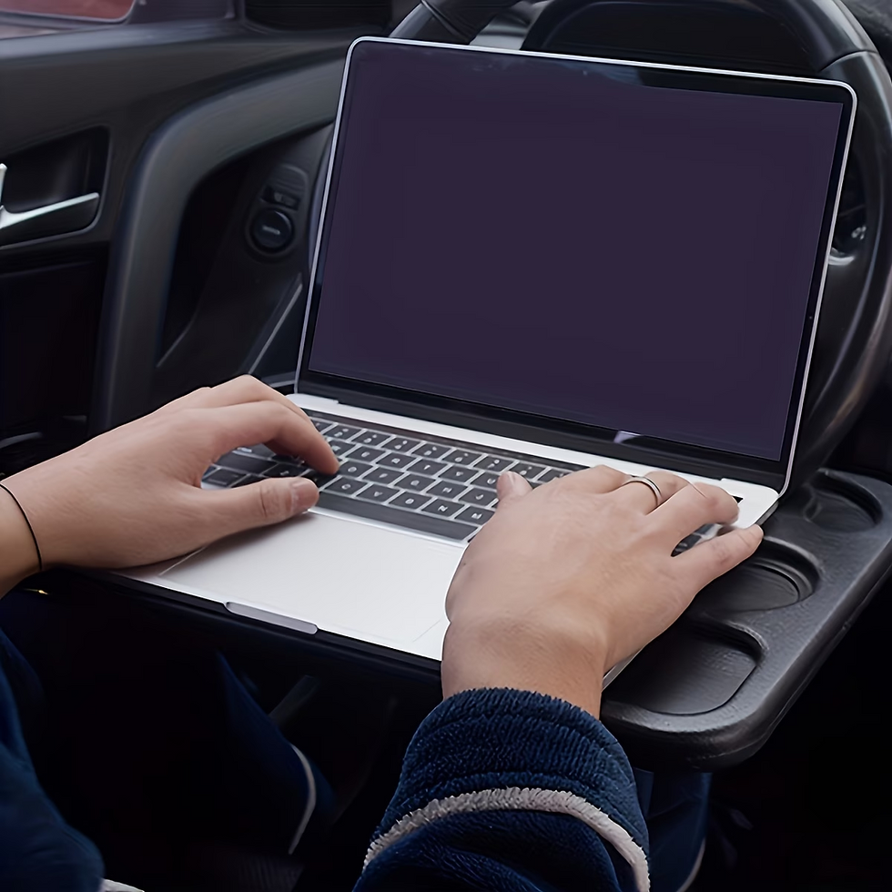 Thumbnail: Universal Car Steering Wheel Table Mount - Portable Travel Desk for Laptop IPad