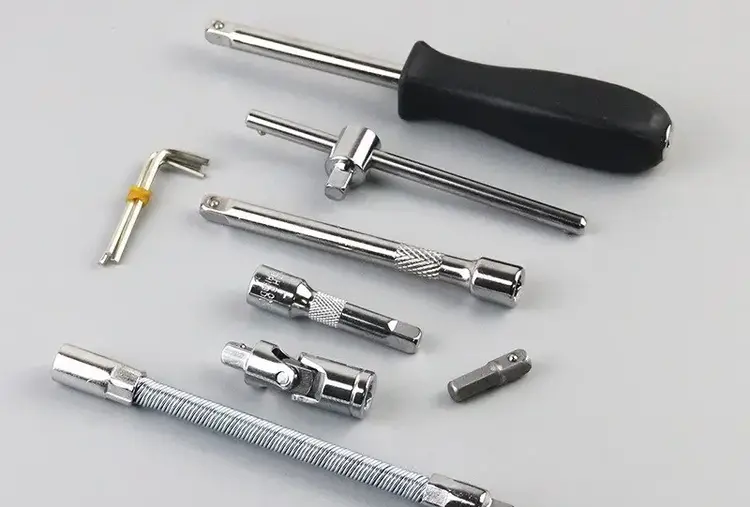 Thumbnail: 46Pcs Car Repair Tool Set, 1/4-Inch Drive Ratchet Wrench Kit, Metric Socket & Bi