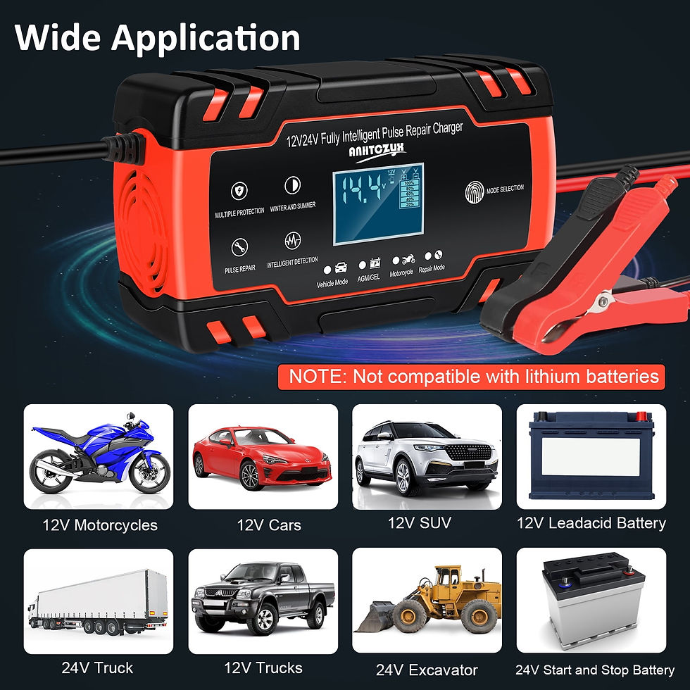 Thumbnail: 12V/24V 8A Electric Automatic Car Battery Charger, Automatic Smart Lead