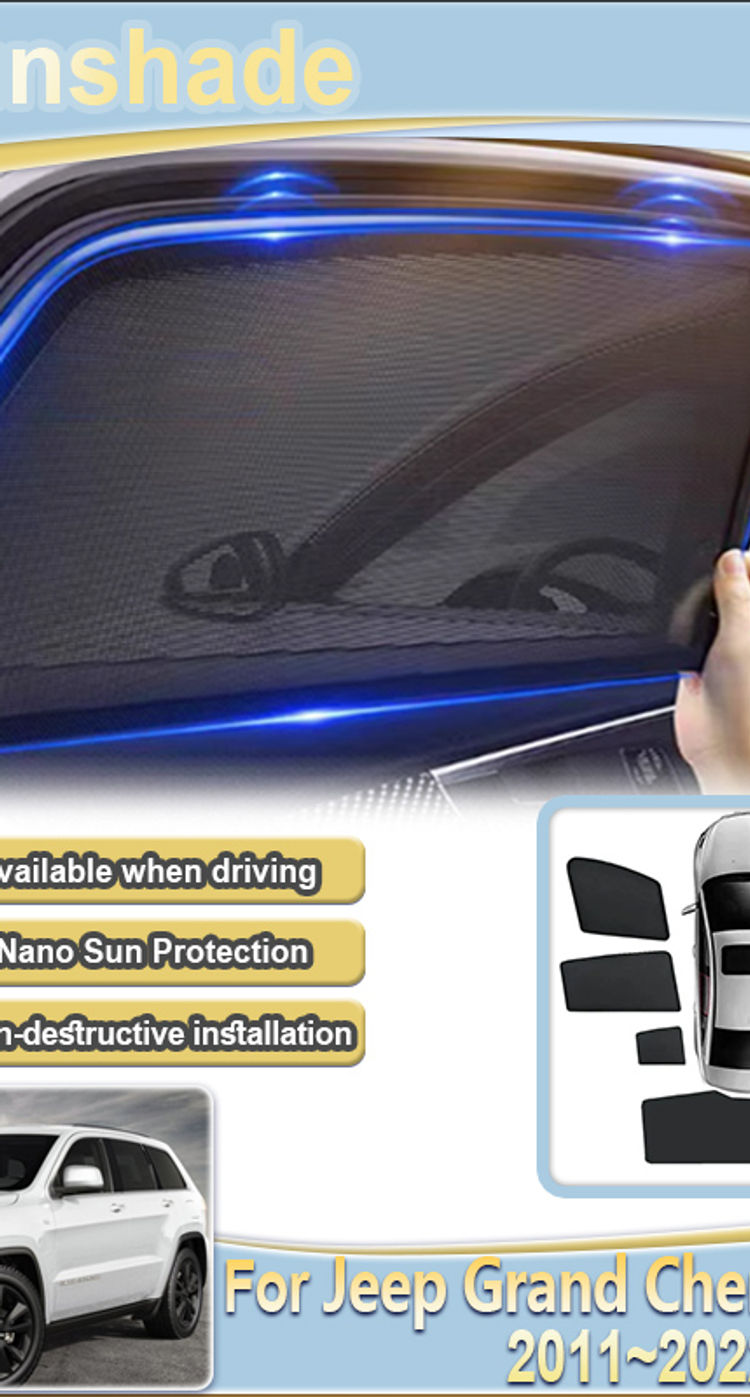 For Jeep Grand Cherokee WK2 2011-2022 Car Full Coverage Visors Mesh Sunshade Shi