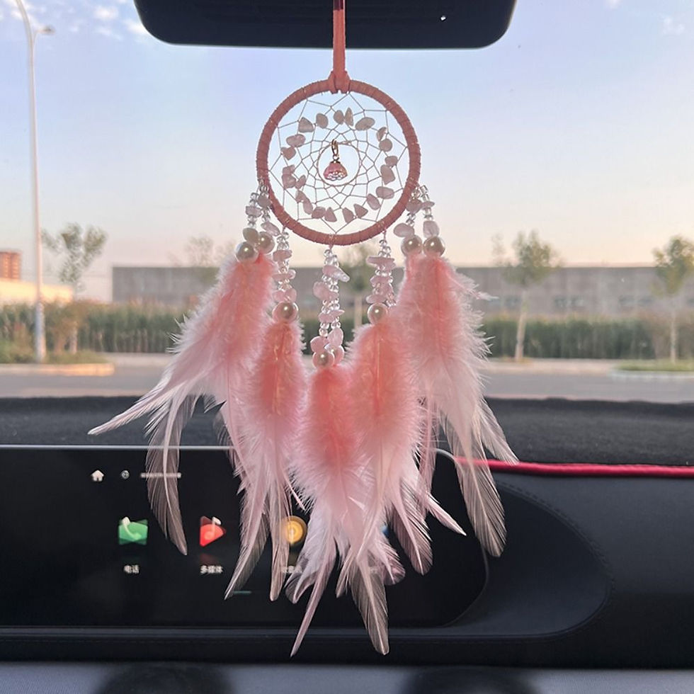 Thumbnail: Dream Catcher Car Pendant for Girls Feather Mirror Hanging Pendant Home Decor Lu