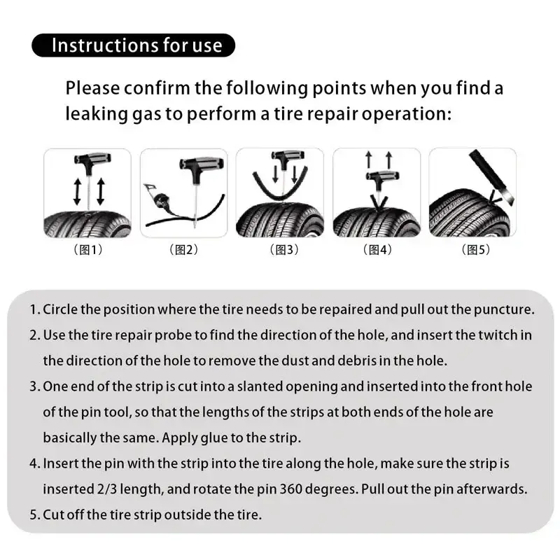 Thumbnail: New Car Tire Repair Tool Kit Rubber Tubeless Tyre Puncture Repair Kit Studding T