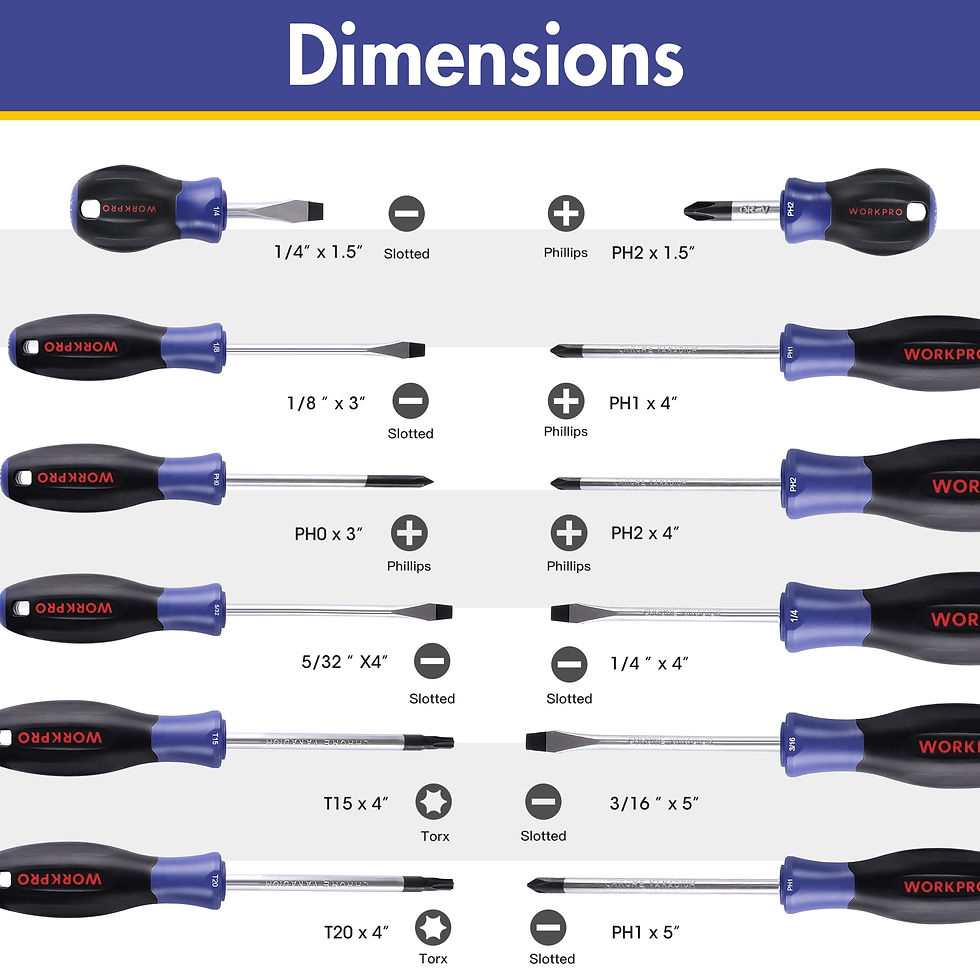 Thumbnail: WORKPRO 12-Piece Magnetic Screwdrivers Set with Organizer, Flat Head/Slotte..