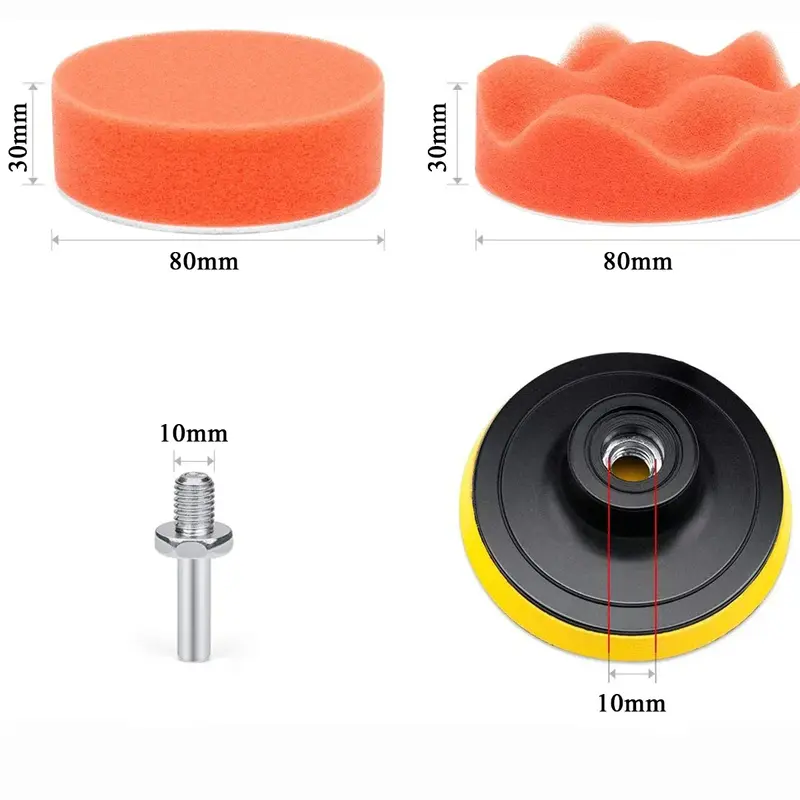 Thumbnail: CAER 5/22Pcs Car Foam Drill Polishing Pad Kit 3inch Self-Adhesive Buffing Pads S