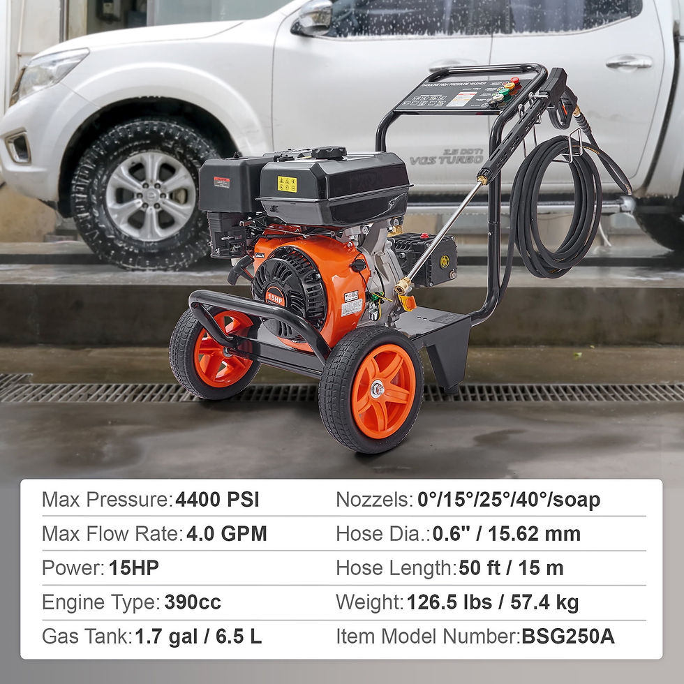 Thumbnail: SKYSHALO 4400 PSI 4.0 GPM Gas Pressure Washer w/26 ft High Pressure Hose 5 ..