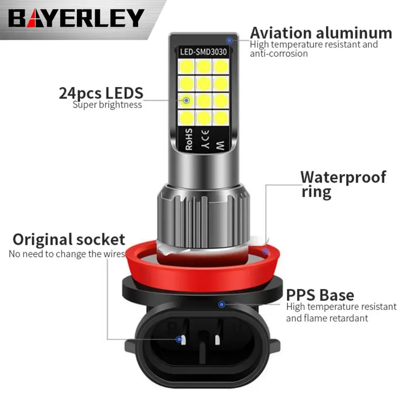 Thumbnail: Car LED Fog Light H11 H7 9005 9006 with Flashing Emergency Warning Strobe Led Li