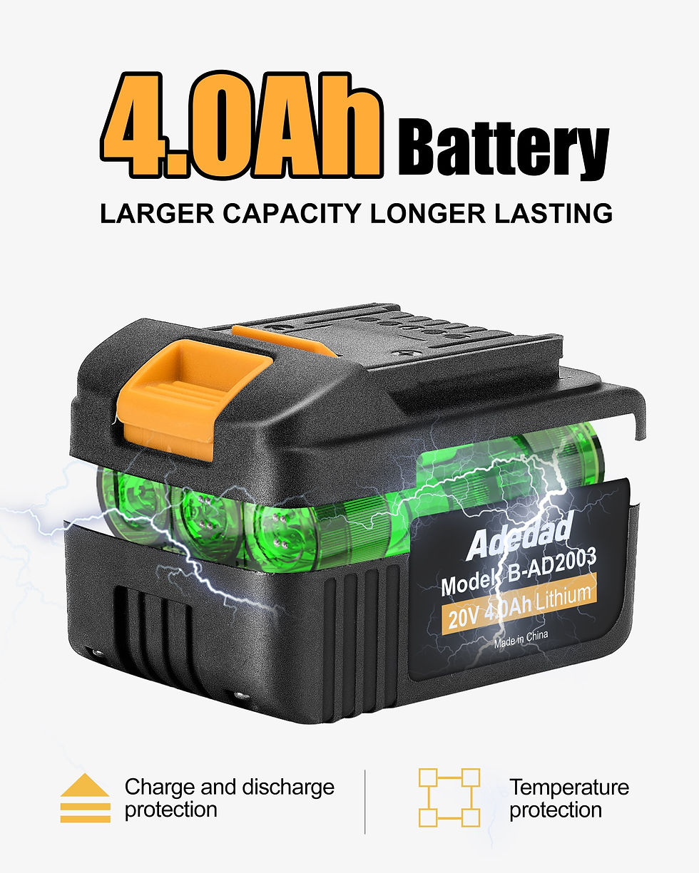Thumbnail: Adedad 20V Cordless Impact Wrench 1/2", 400N.m Brushless Impact Drill Drive..