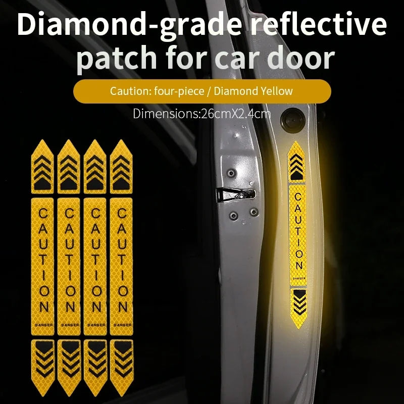 Thumbnail: 4pcs 2024 Car Safety Warning Reflective Stickers High Brightness Reflector Car D