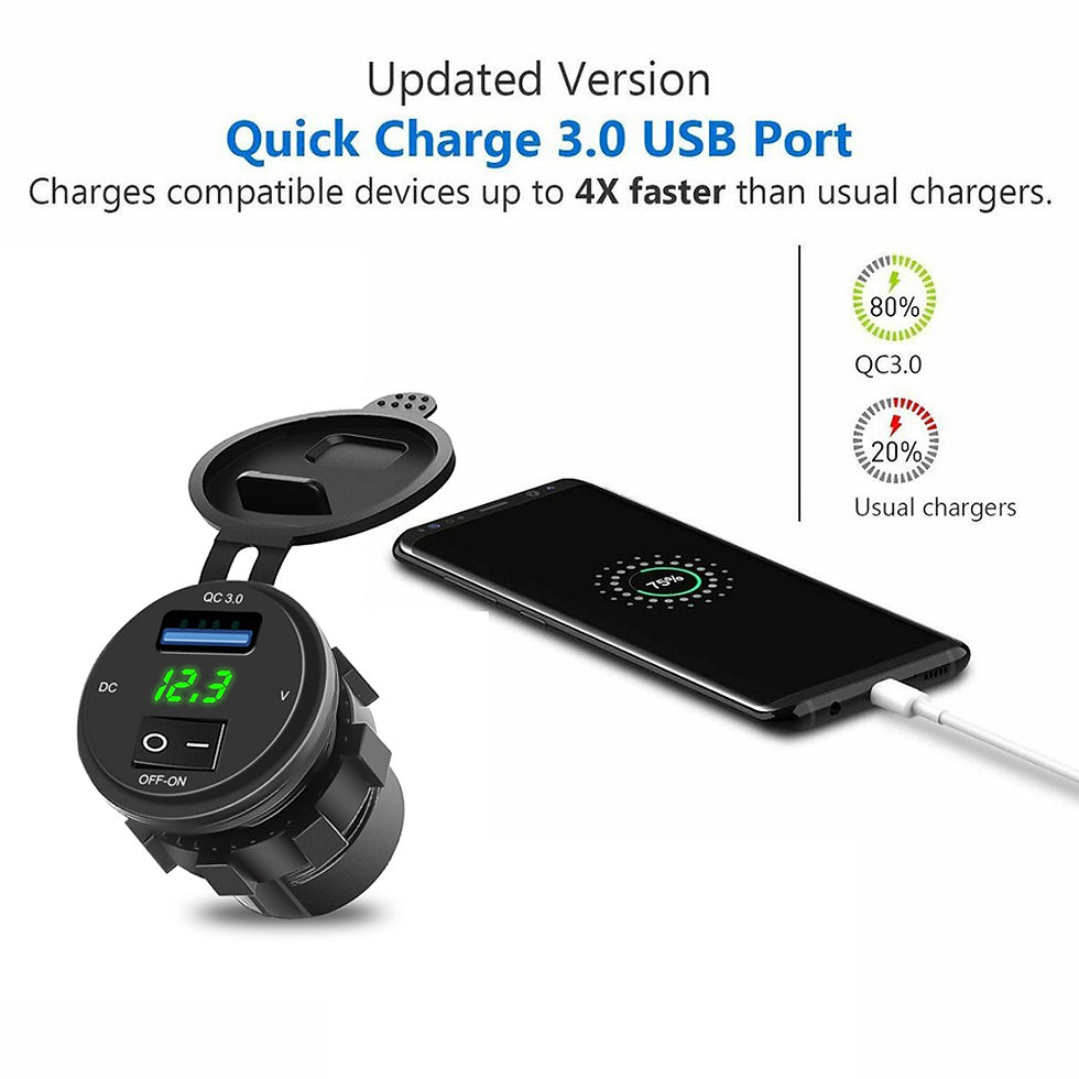 Thumbnail: 18W QC 3.0 USB Phone Car Charger Socket Digital Display Voltmeter USB Charger So