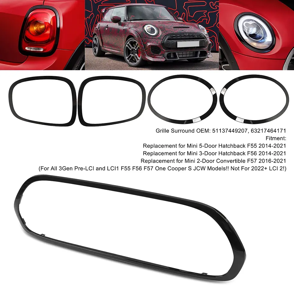 Thumbnail: 5pcs Gloss Black Headlight Taillight Grille Surround Cover Trims Replacement for