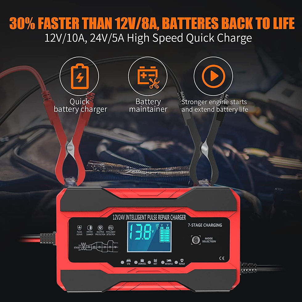 Battery Charger 10-Amp 12V and 24V Fully-Automatic Smart Car Battery Charge..