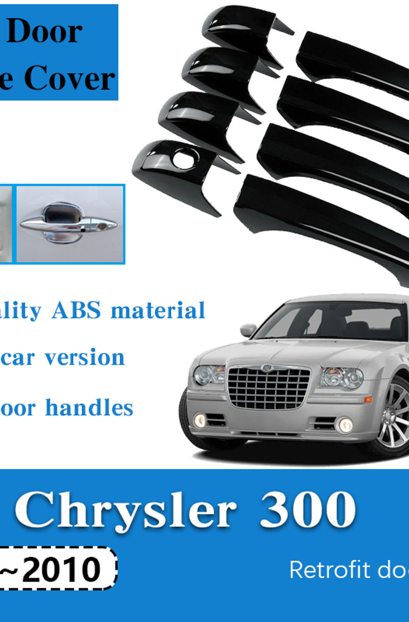 Black Car Door Handle Cover Sticker For Chrysler 300C 2005~2009 2010 300 Auto Ex