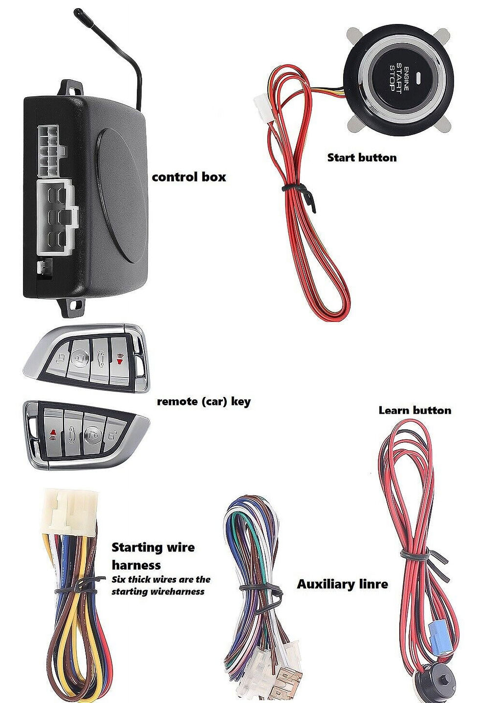 Thumbnail: Keyless Entry Engine Start Alarm System Push One Button Remote Starter Stop..