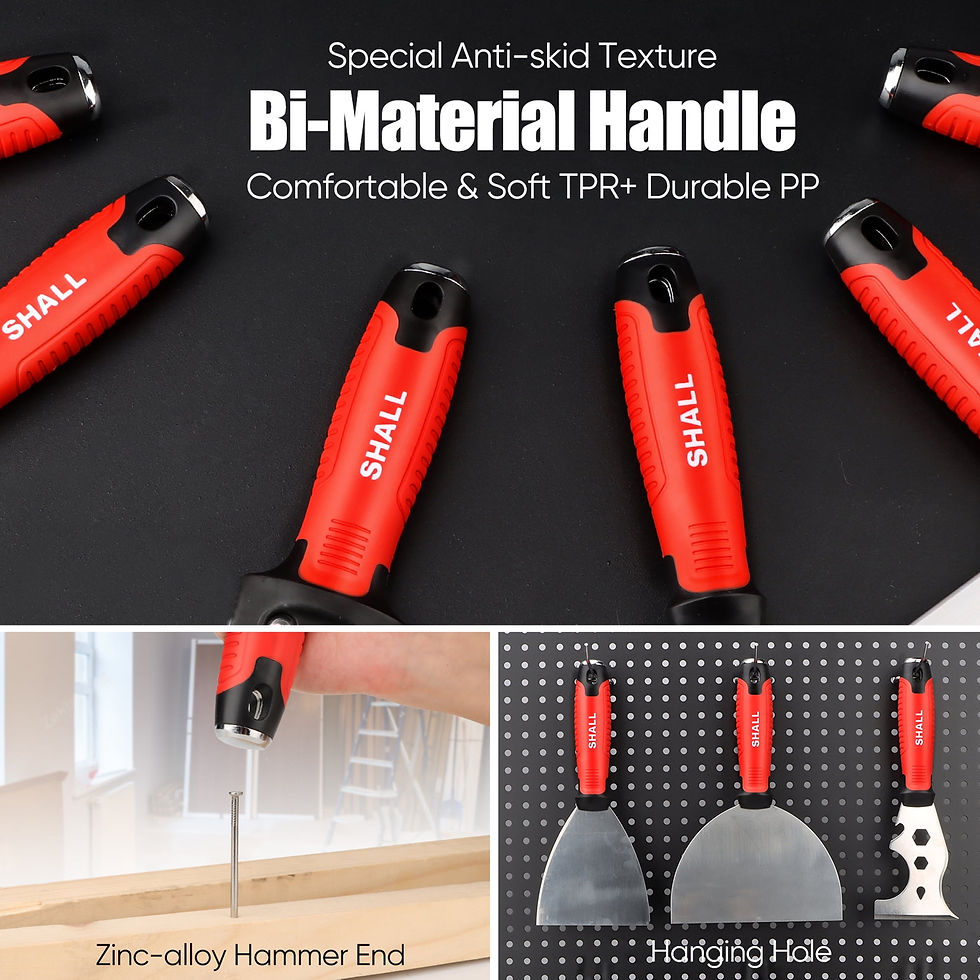 Thumbnail: SHALL Drywall Knife Kit, 7 Pcs Stainless Steel Putty Knife Set Includes Put..