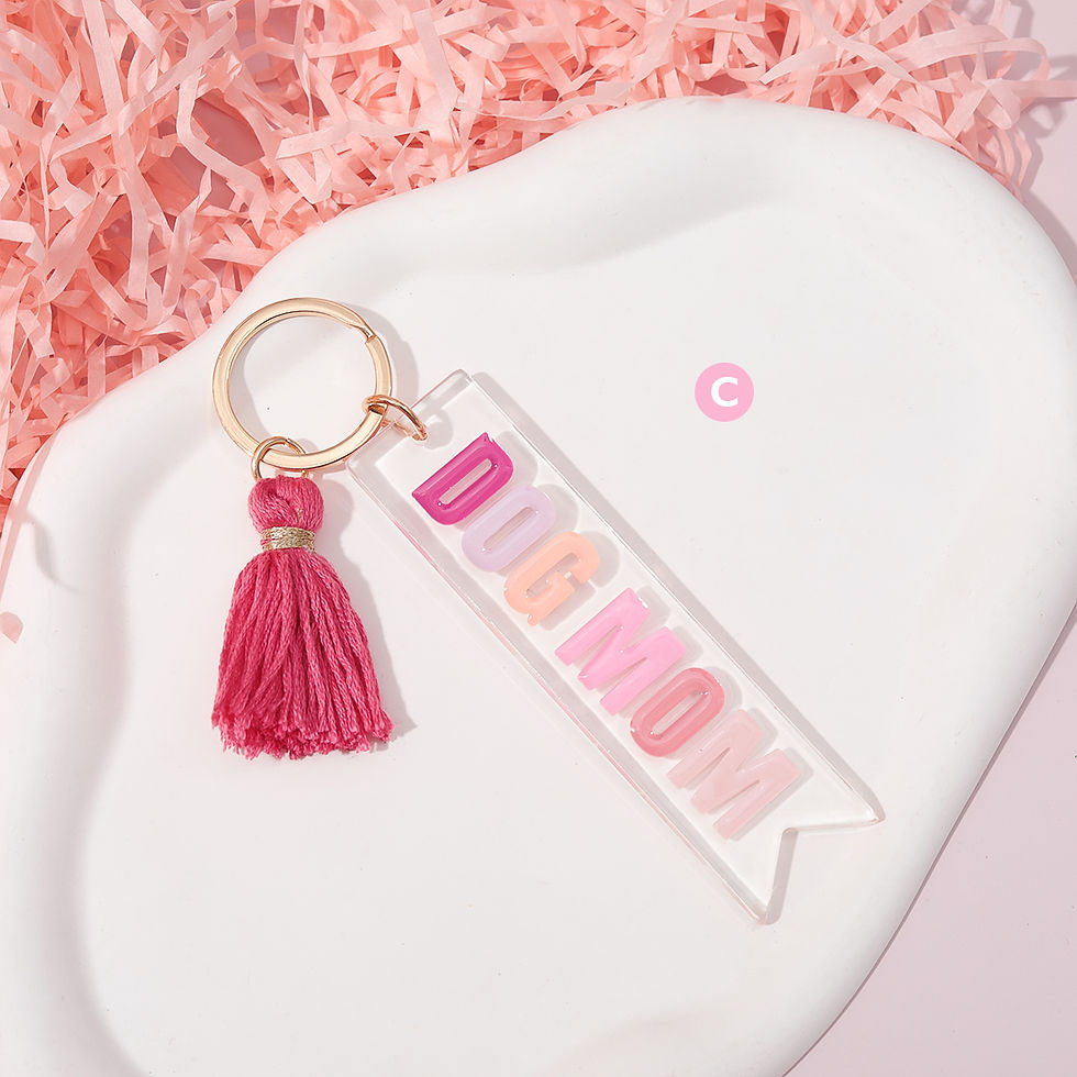 Thumbnail: Simple long letter tassel keychain, car hotel key pendant, Mother's Day gift