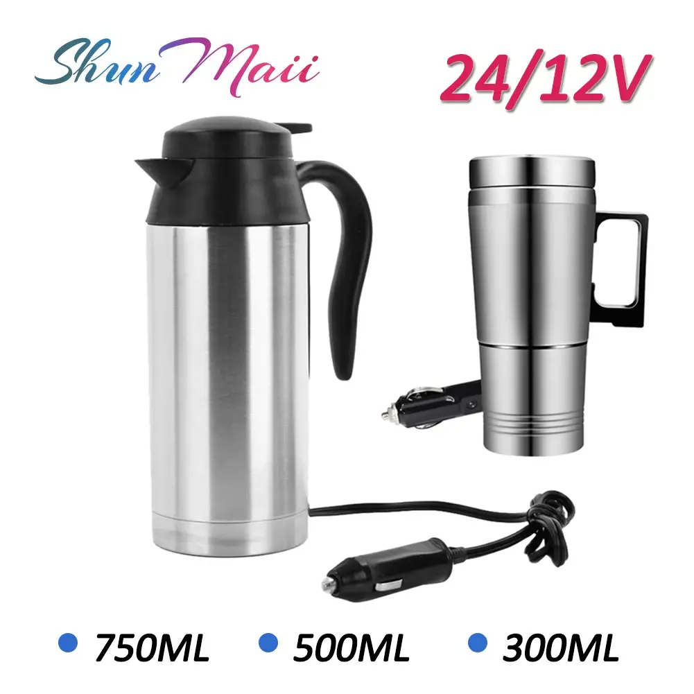 12 24V Car Electric Heating Cup Kettle Portable Water Heater Bottle Travel Car T