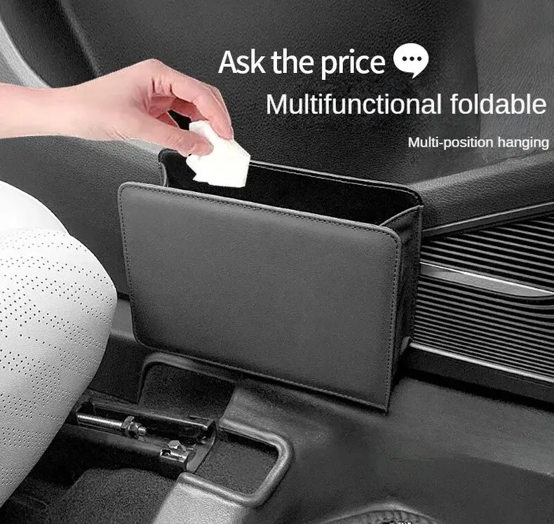 Car Trash Can Car Door Storage Box Foldable Seat Back Hanging Storage Bag Storag