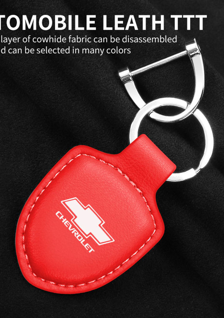 Thumbnail: Car Shield Leather Keychain Key Ring Pendant Holder Gift for Chevrolet Accessori